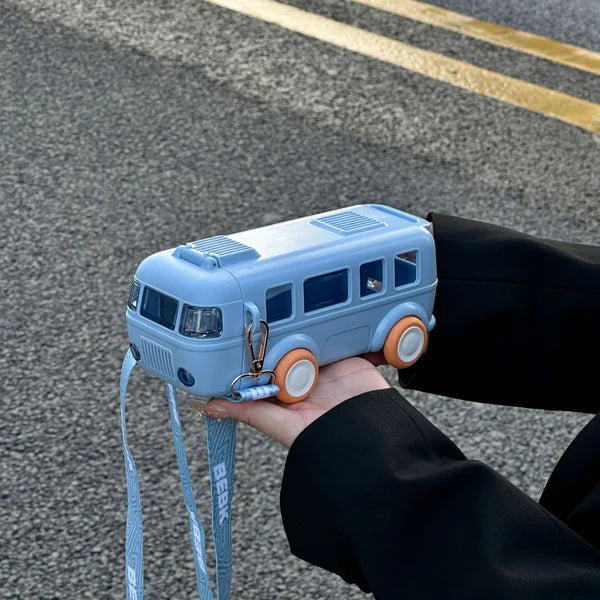 Kids Bus Shaped Water Bottle + Carry Strap