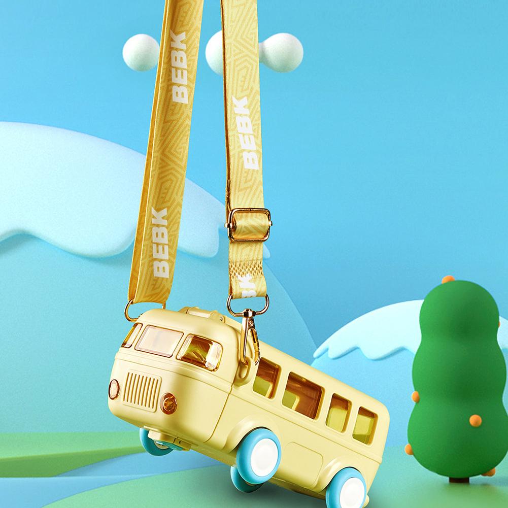 Kids Bus Shaped Water Bottle + Carry Strap