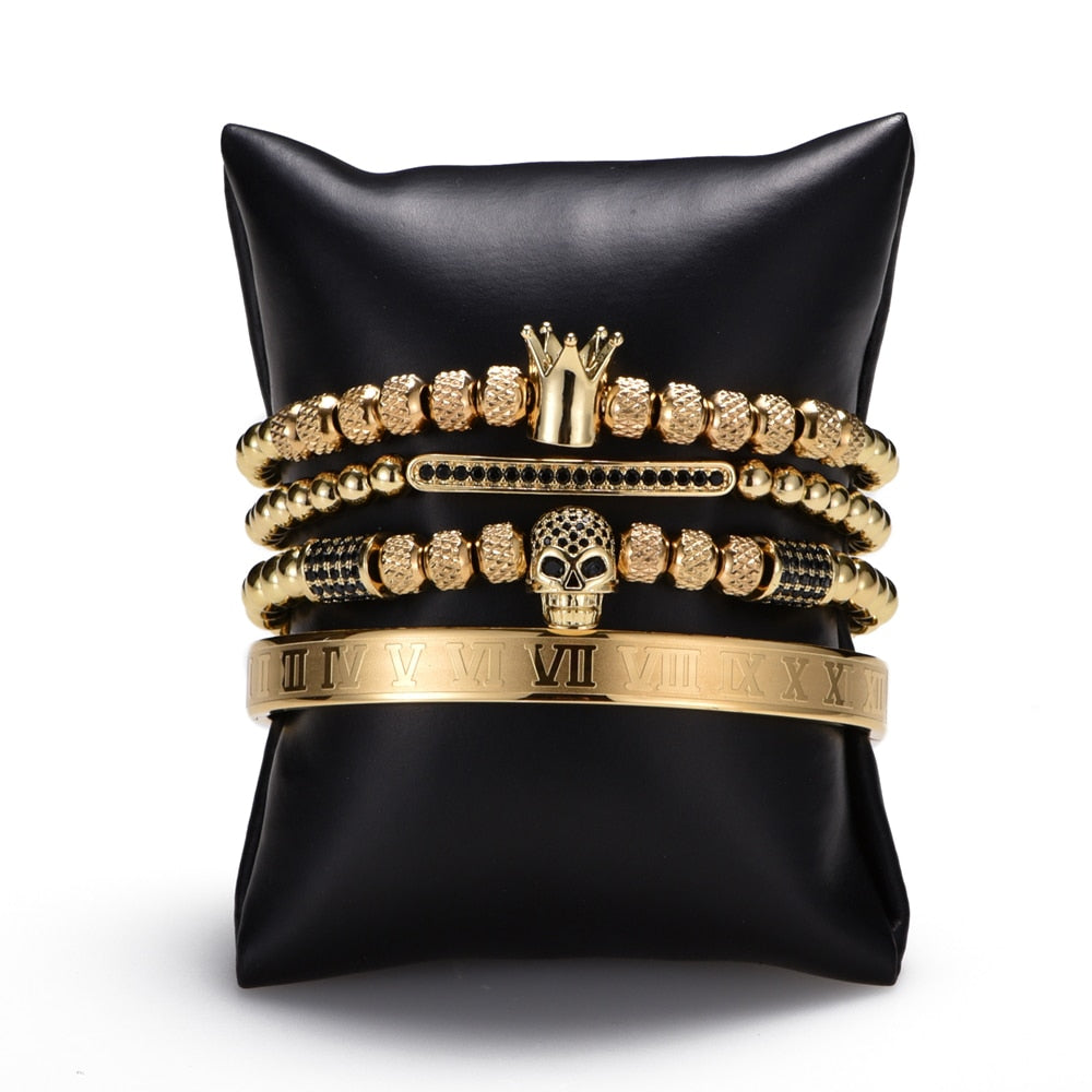 Skull & Crown Bracelet Set